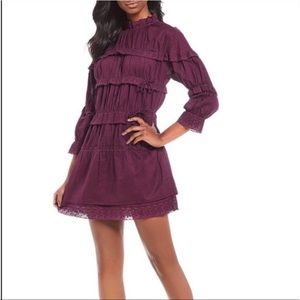Chelsea & Violet purple ruffled 3/4 sleeve dress
